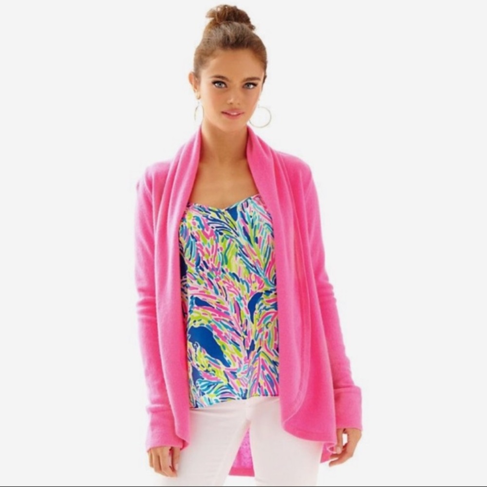 Lilly Pulitzer Bryn cashmere cardigan in hot pink